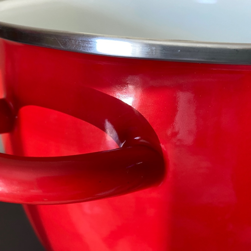 Sabatier,. Stockpot, large enamel, 12 quart, red, vintage